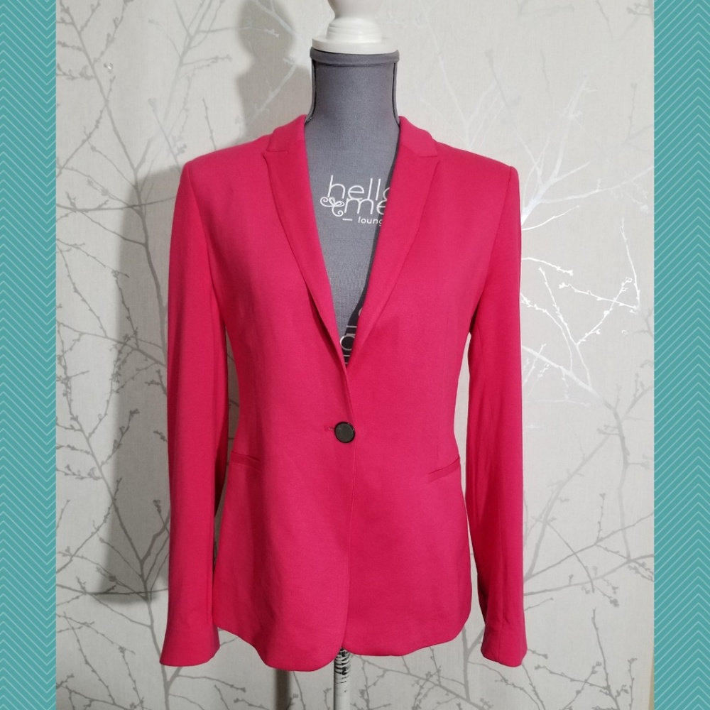 Zara Hot Pink Single Button Fitted Blazer Jacket
